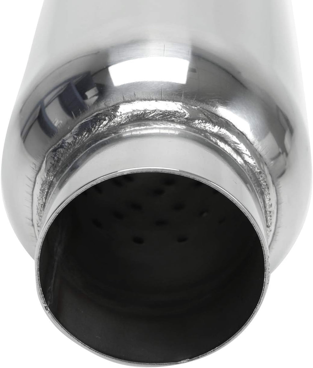 2.5 Inch Inlet 2.5 Inch Outlet Stainless Steel Weld-on Exhaust Muffler, Pair, 12 Overall Length U5682