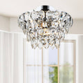 4-Light Chrome Flush Mount with Clear Crystal Drops Y1131