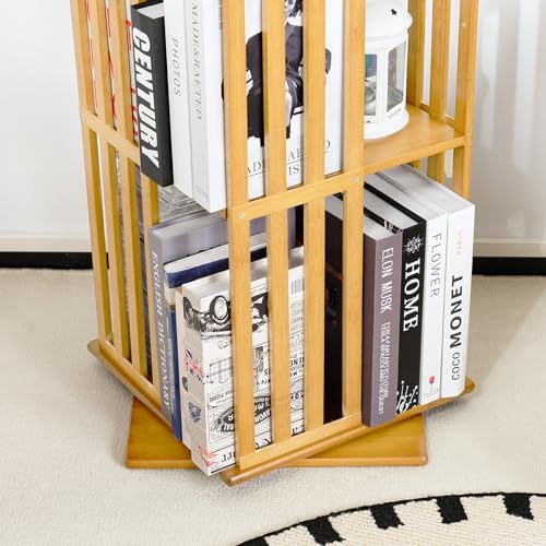 Walnut 6 Tier Bamboo Rotating Bookshelf M2504