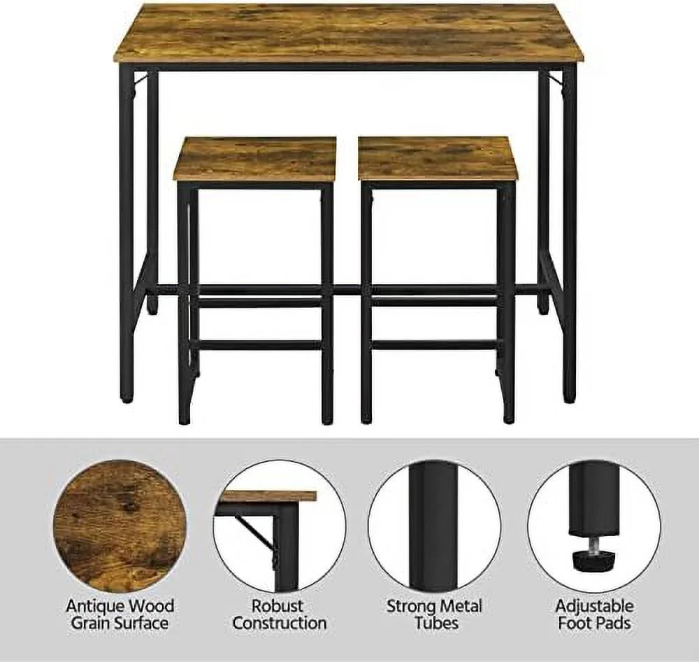 3 Piece Counter Height Table with Stools Set of 2 A7730