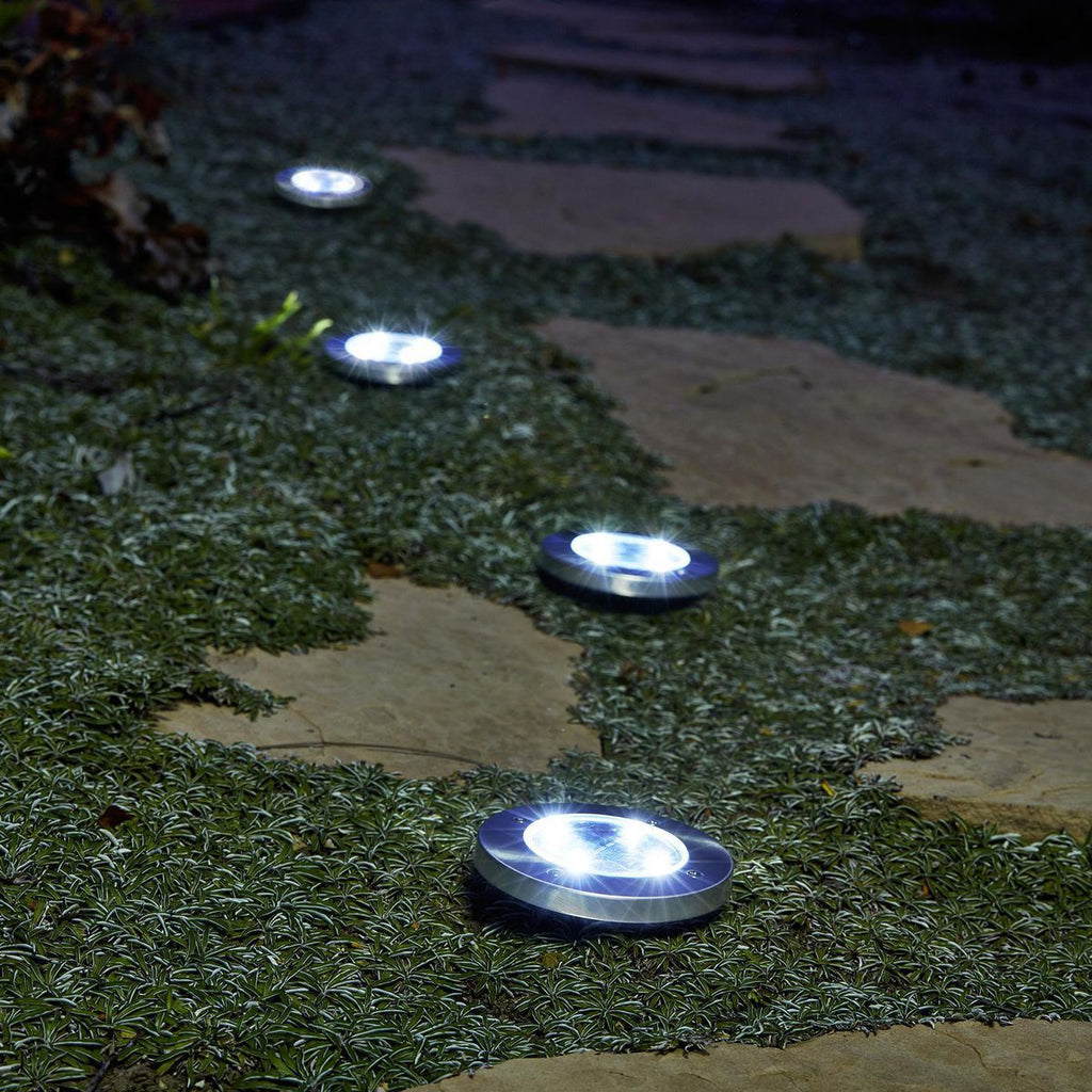Solar LED In-Ground Disk Lights 4-Pack G992213