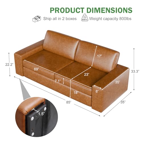 85" Natural Linen 3 Seater Sofa O61798