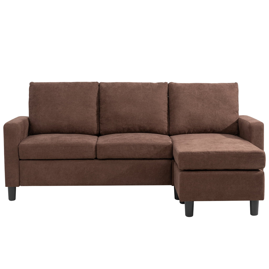 Brown L-Shaped Linen Fabric Sectional Sofa H270