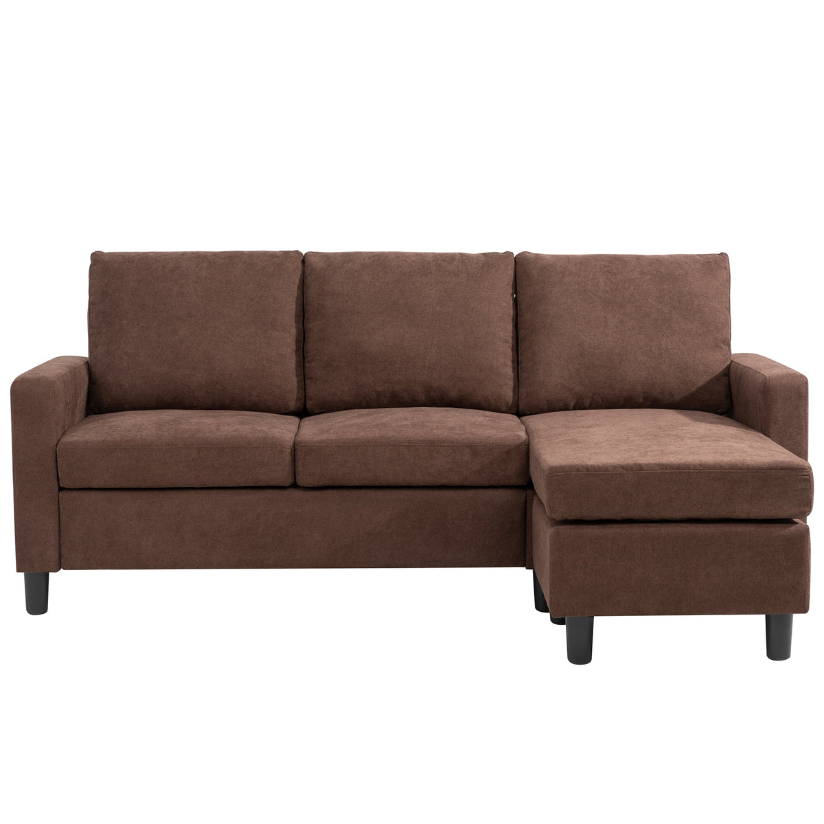 Brown L-Shaped Linen Fabric Sectional Sofa H270