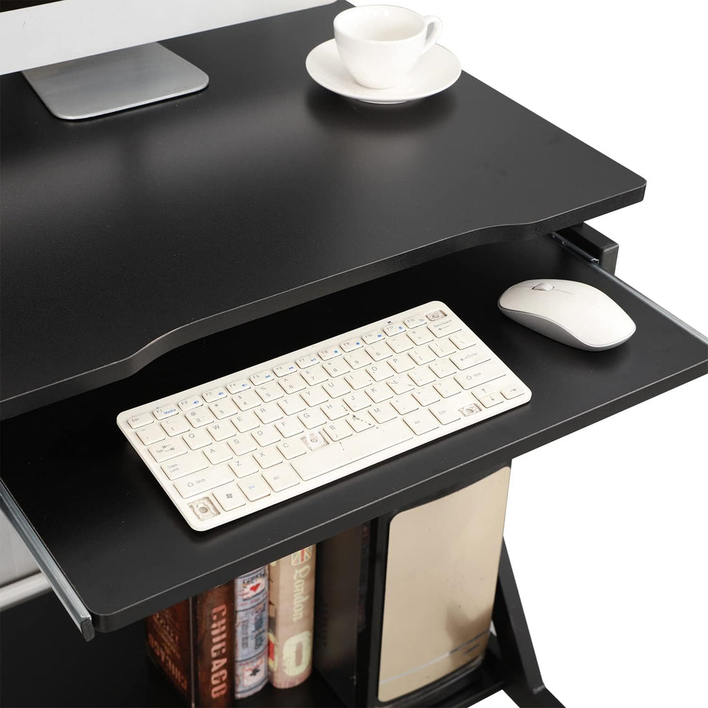 Adjustable Mobile Laptop Desk with Wheels, Black Z282014