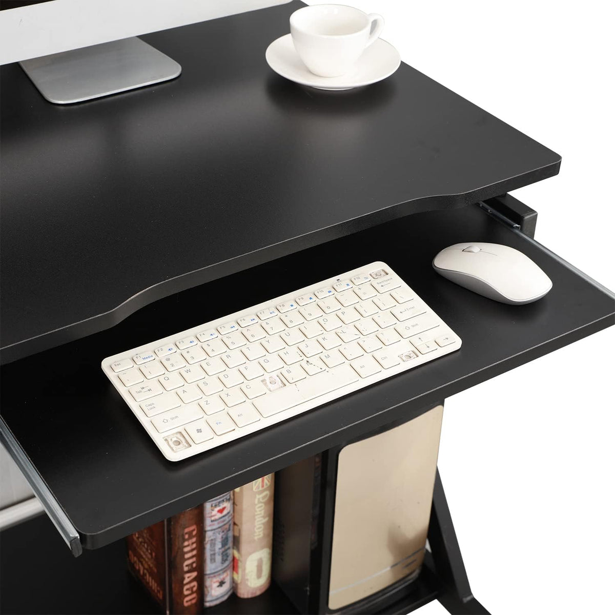 Adjustable Mobile Laptop Desk with Wheels, Black Z282014