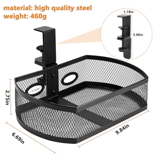 Square-Black Alloy Steel Under Desk Drawer Organizer F2572