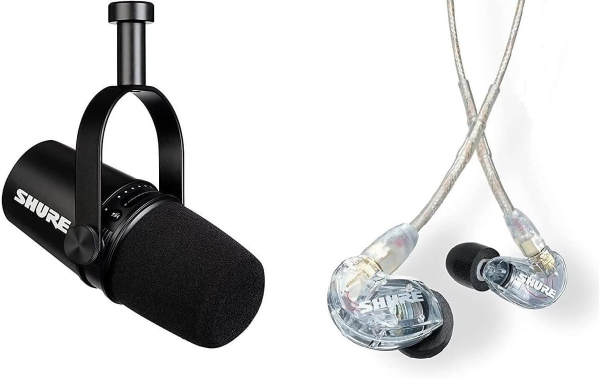 Black Dynamic Microphone and Professional In-Ear Headphones A5056