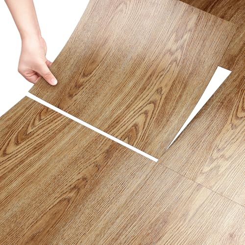 Honey Oak Wood Peel and Stick Vinyl Floor Tiles 36"x6" 18 PCS Waterproof I6797