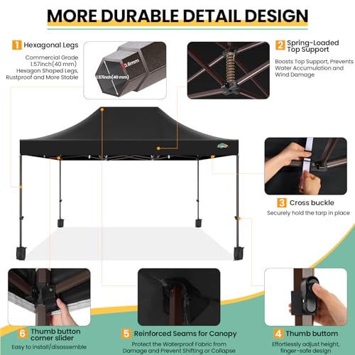 10x20 Pop up Canopy Tent with 6 Sidewalls and Roller Bag E34868