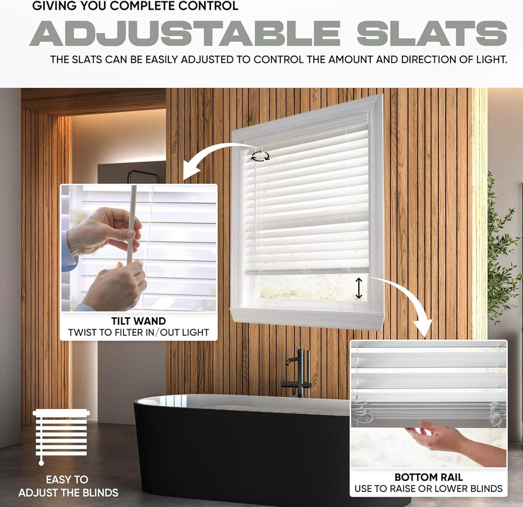 White 2.5 Inch Faux Wood Blind 27.5" W x 72" L O28322