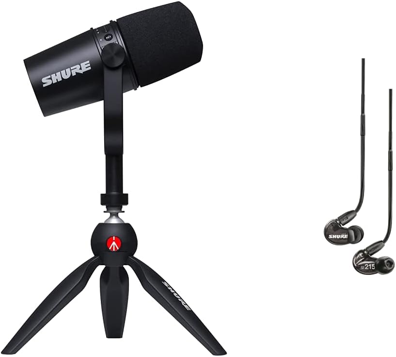 Black Dynamic Microphone and Professional In-Ear Headphones A5056