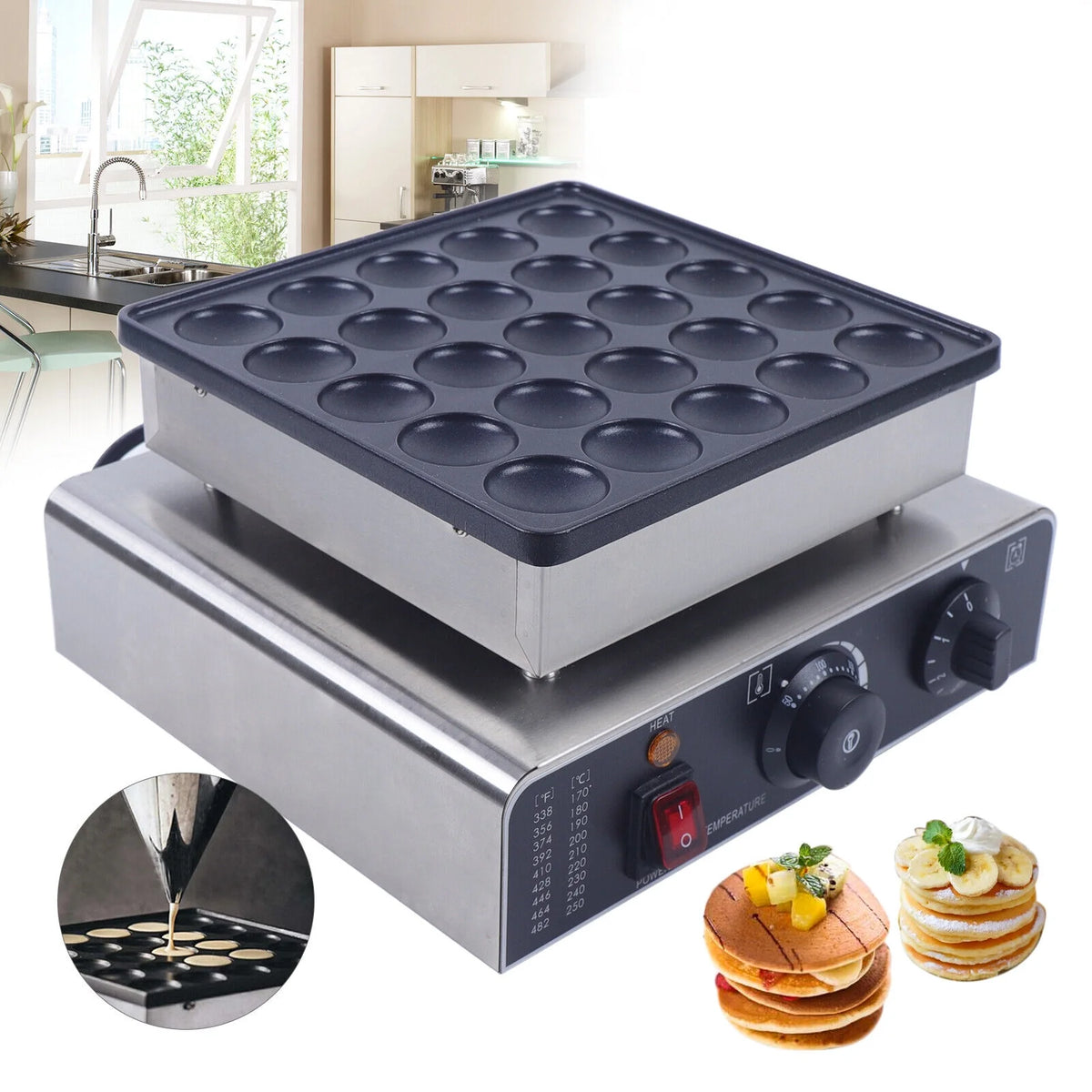 800W Commercial Nonstick Waffle Maker R326