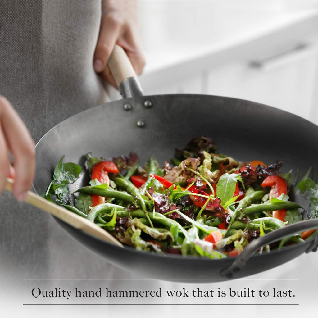 Flat Bottom Carbon Steel Wok Pan 14 Pack of 2 E601