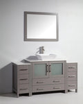 60 in. Single Sink Vanity Cabinet with Ceramic Vessel Sink & Mirror Grey G93534
