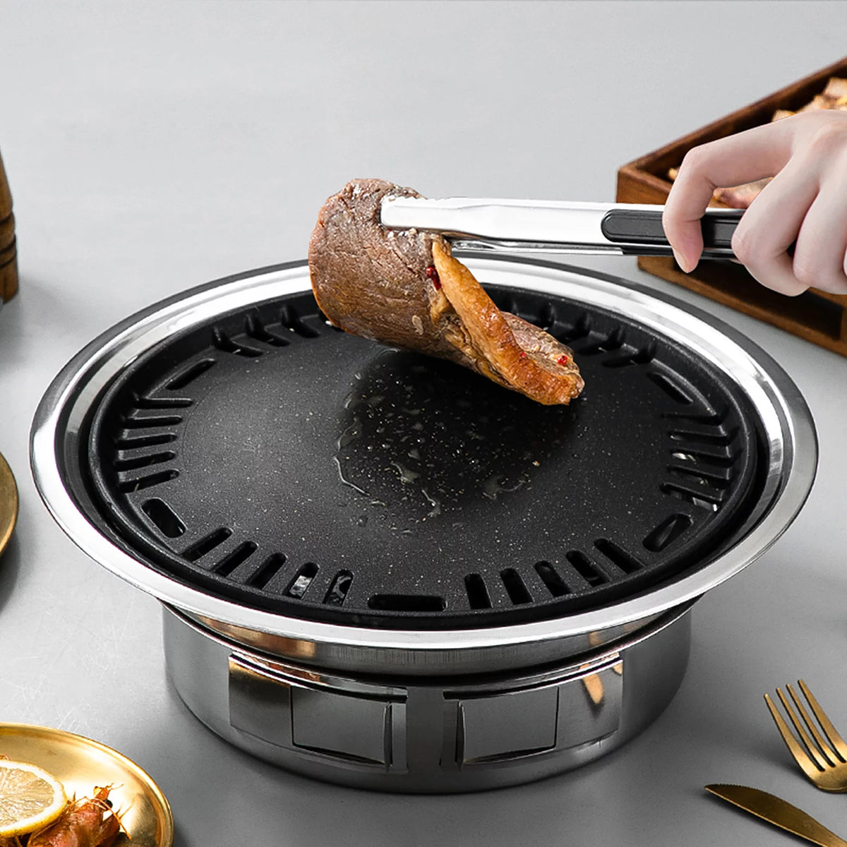 Charcoal Grill Non-stick Portable Stainless Steel BBQ Stove W1696
