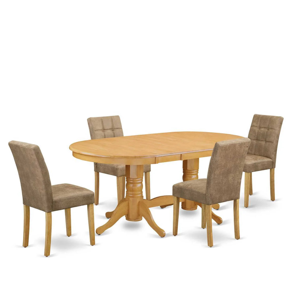 5 Piece Oval Dining Room Set with 4 Chairs Oak C2025