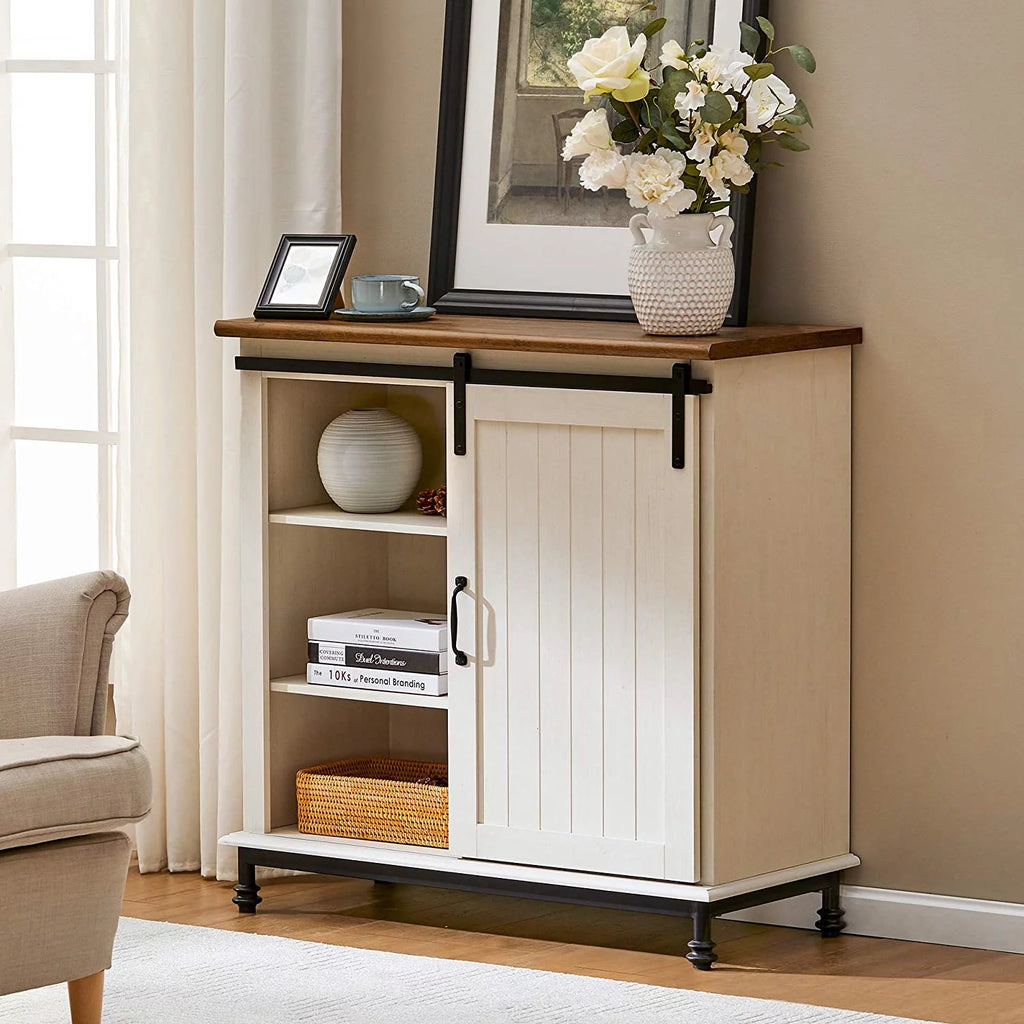 70" Farmhouse TV Stand with Sliding Barn Door B515768