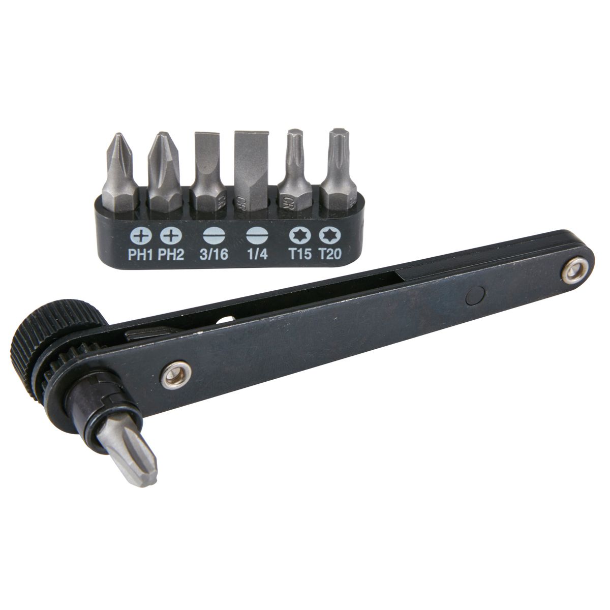 8 Piece Ratcheting Right Angle Multi-Bit Screwdriver Set H43659