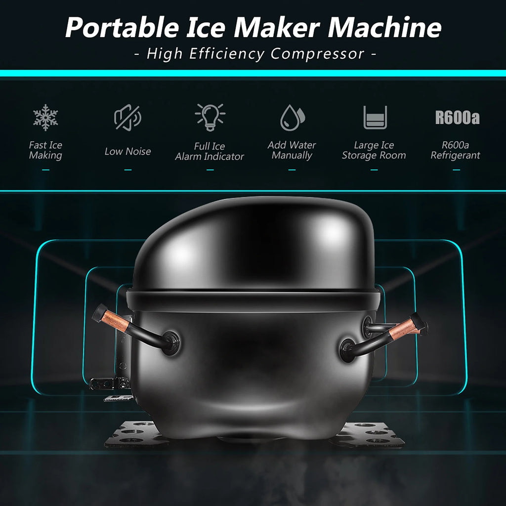 Stainless Steel Countertop Ice Maker 26Lbs/24H H9803