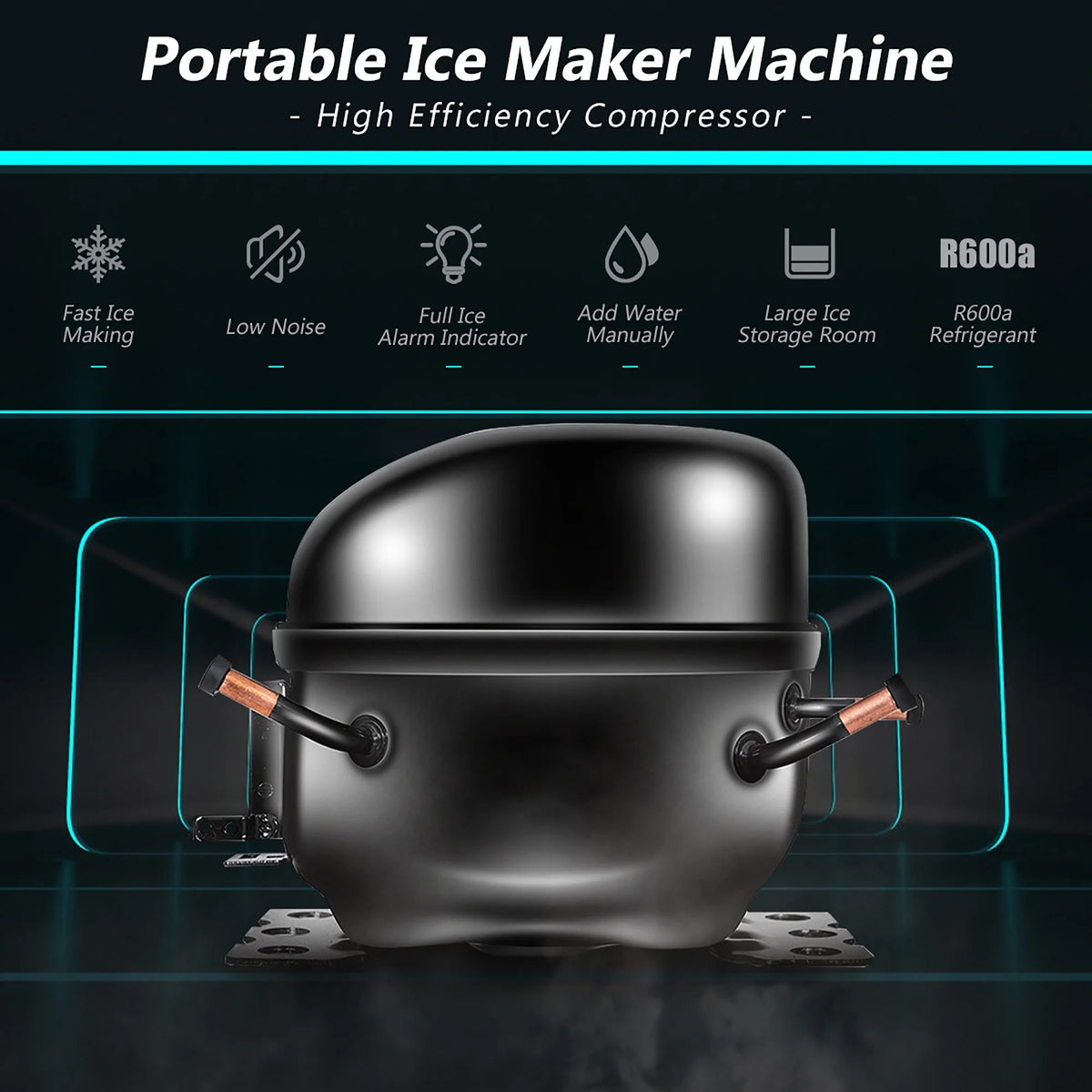 Stainless Steel Countertop Ice Maker 26Lbs/24H H9803