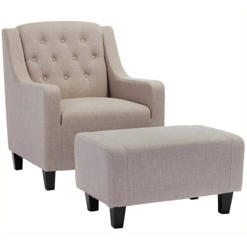 Beige Accent Chair with Ottoman B457