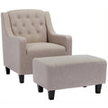 Beige Accent Chair with Ottoman B457