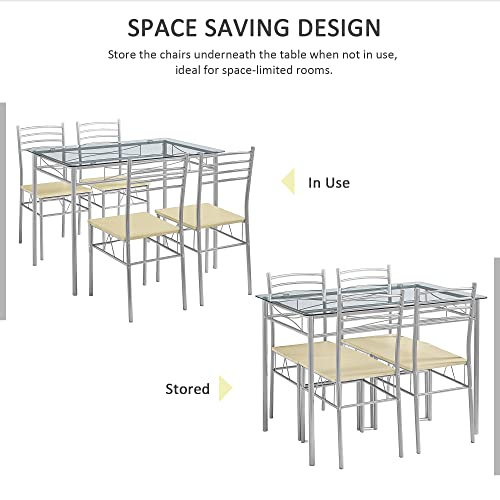5-Piece Kitchen Dining Table Set with 4 Chairs Q238