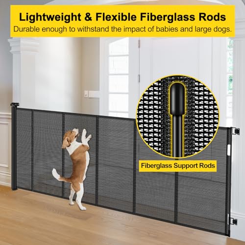 Black 42" x 80" Retractable Baby Gate Q1300