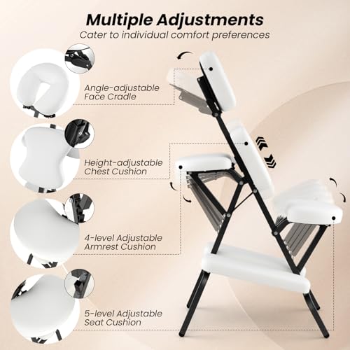 White Portable Massage Chair with Carrying Bag F596