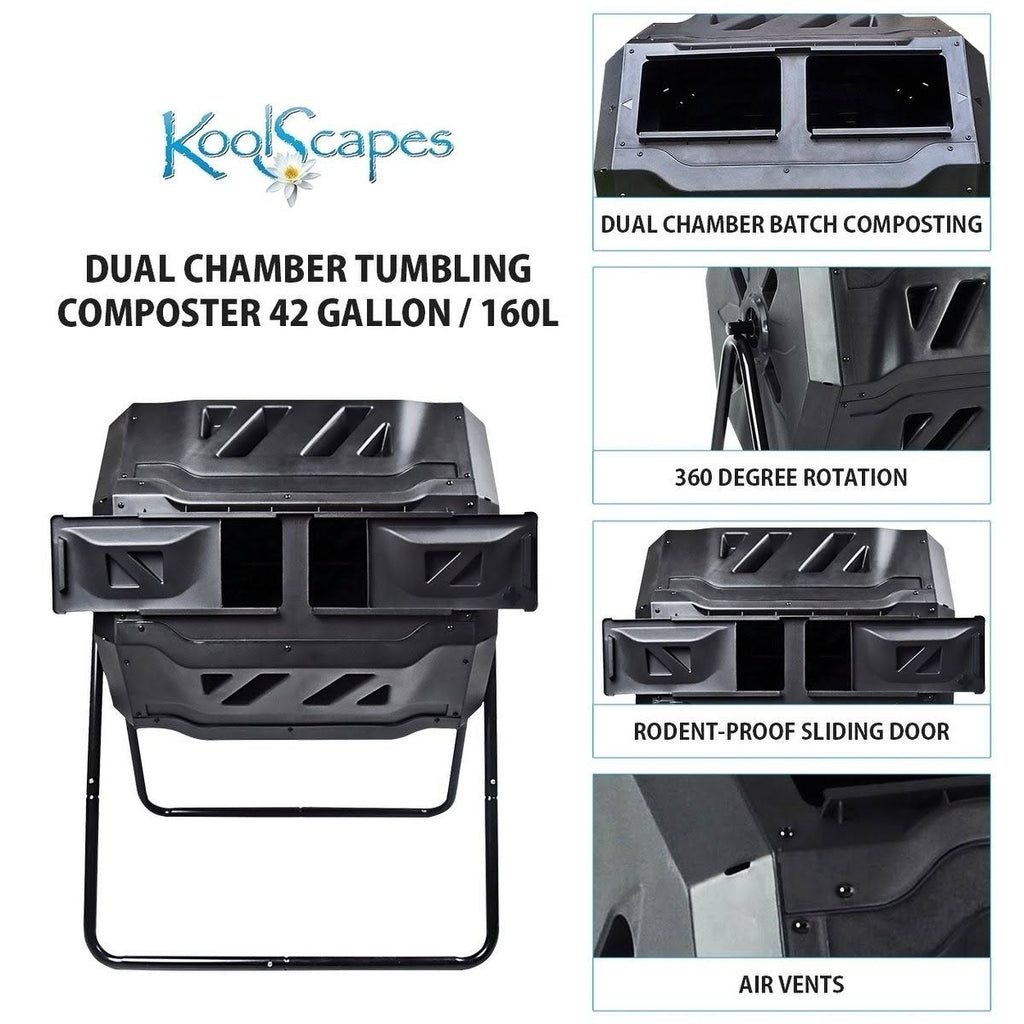 42 Gallon 2-Chamber Tumbling Composter C6672