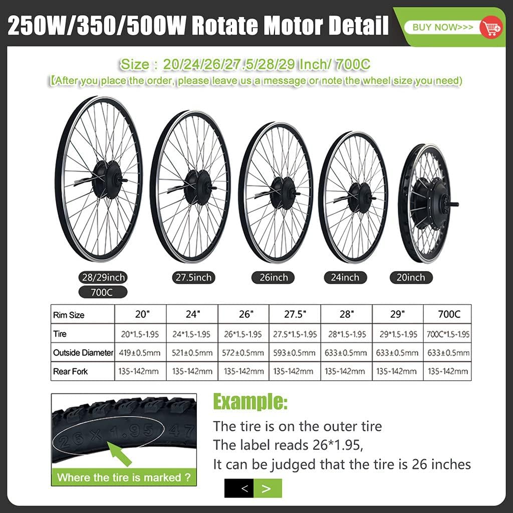 48V 500W 26 Front Wheel Electric Bicycle Motor Kit H297