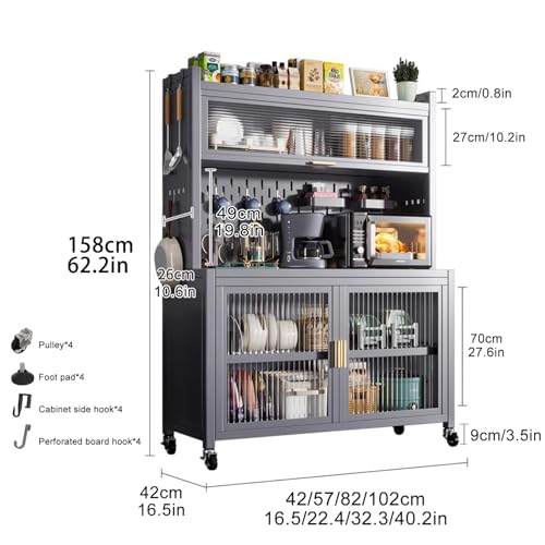 5-Tier Metal Shelving with Rolling Wheels M312