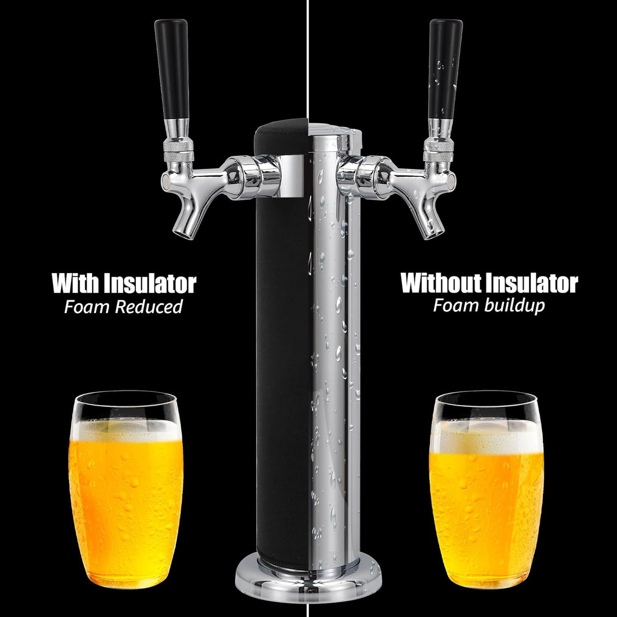 Stretchy Neoprene Beer Tower Cover for Standard 3" Diameter Double Tap Draft Beer Tower K6425
