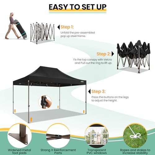 10x20 Pop up Canopy Tent with 6 Sidewalls and Roller Bag E34868