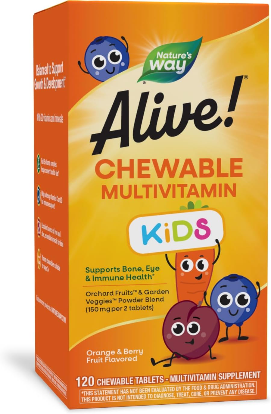 Children's Daily Chewable Multivitamin, Orange & Berry Fruit Flavored, Gluten Free, 120 Chewable Tablets Q889987