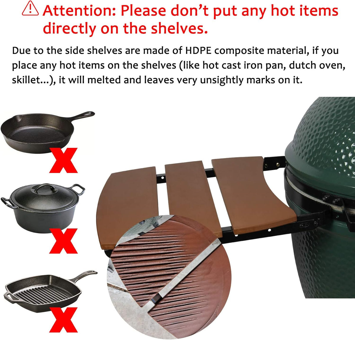 3 Shelves Slats HDPE Grill Side Shelves P226