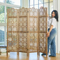 4 Panel Antique Brown Wood Room Divider G793