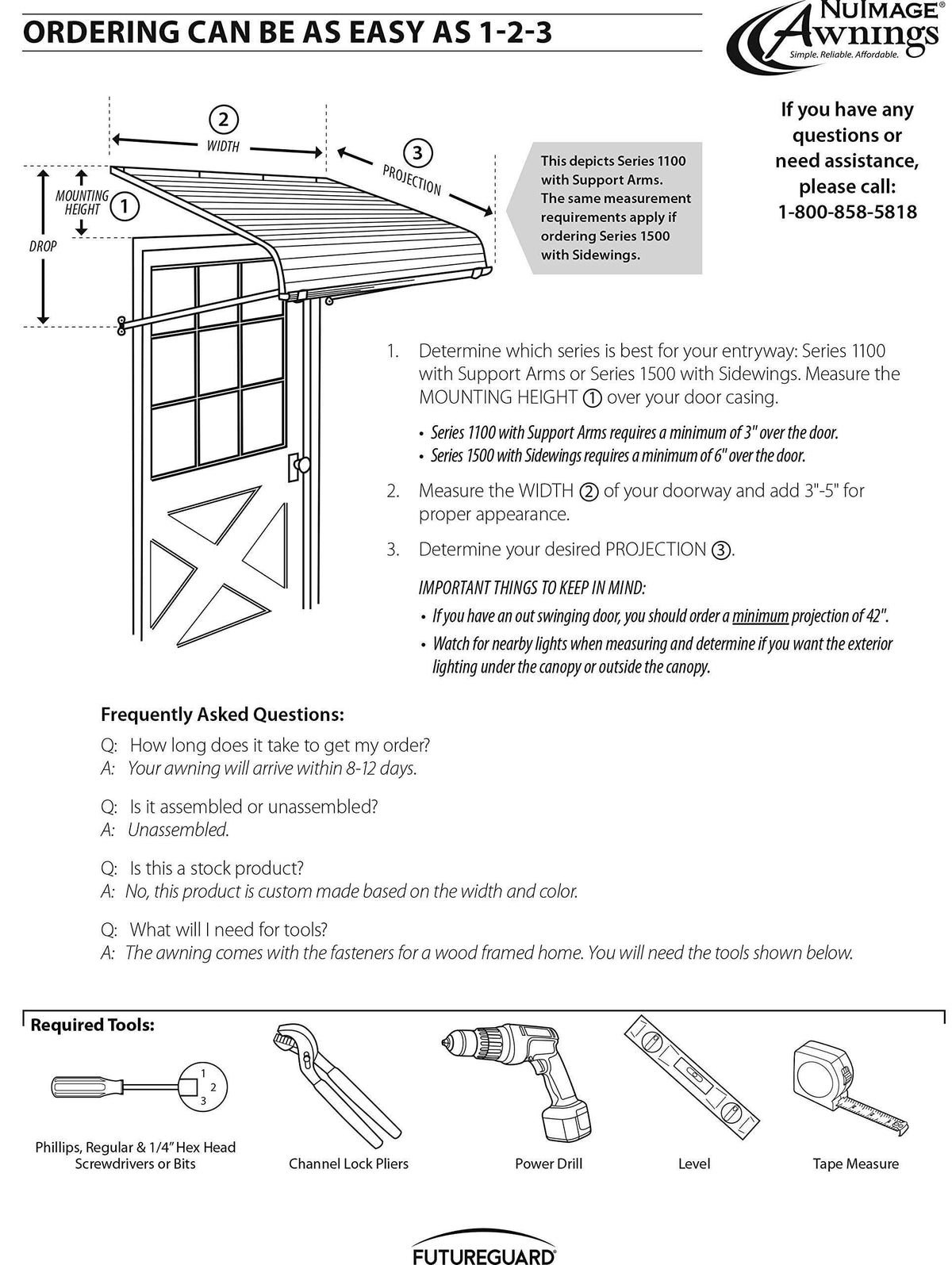 4 ft. Aluminum Door Canopy Awning in Black H4554
