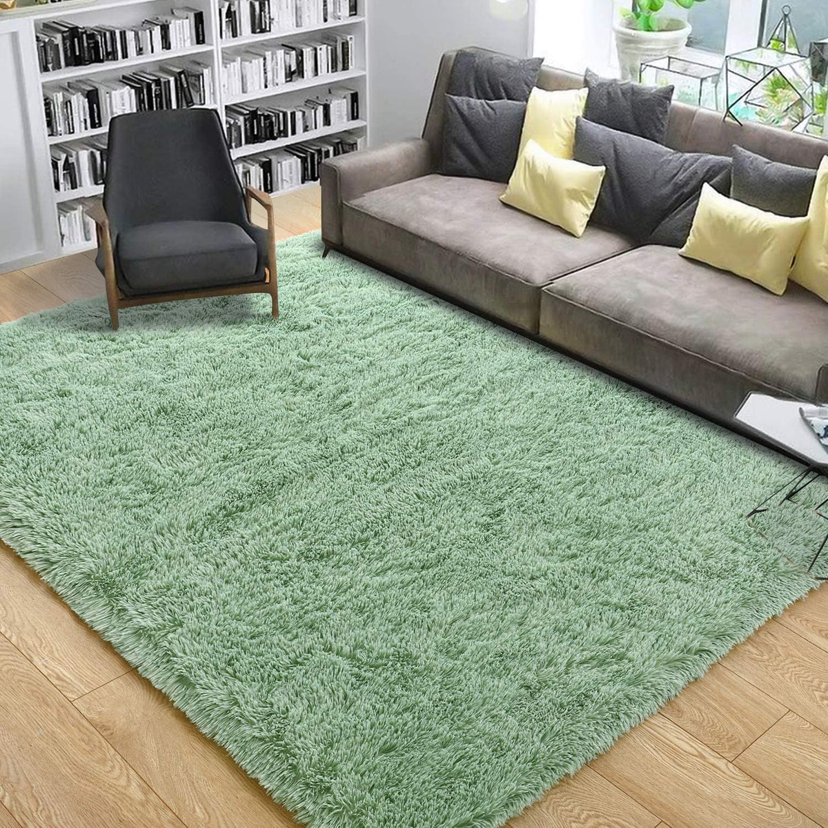 Green 3x5 Feet Plush Non-Slip Rug F376
