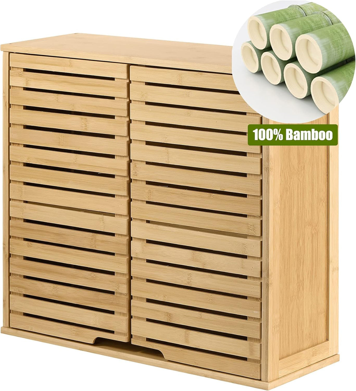 Bamboo 2 Tier Wall Cabinet with Adjustable Interior F79114