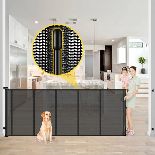 Black 42" x 80" Retractable Baby Gate Q1300