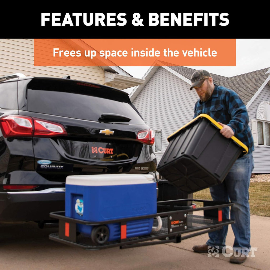 60 x 20-Inch Black Steel Basket Hitch Cargo Carrier J589