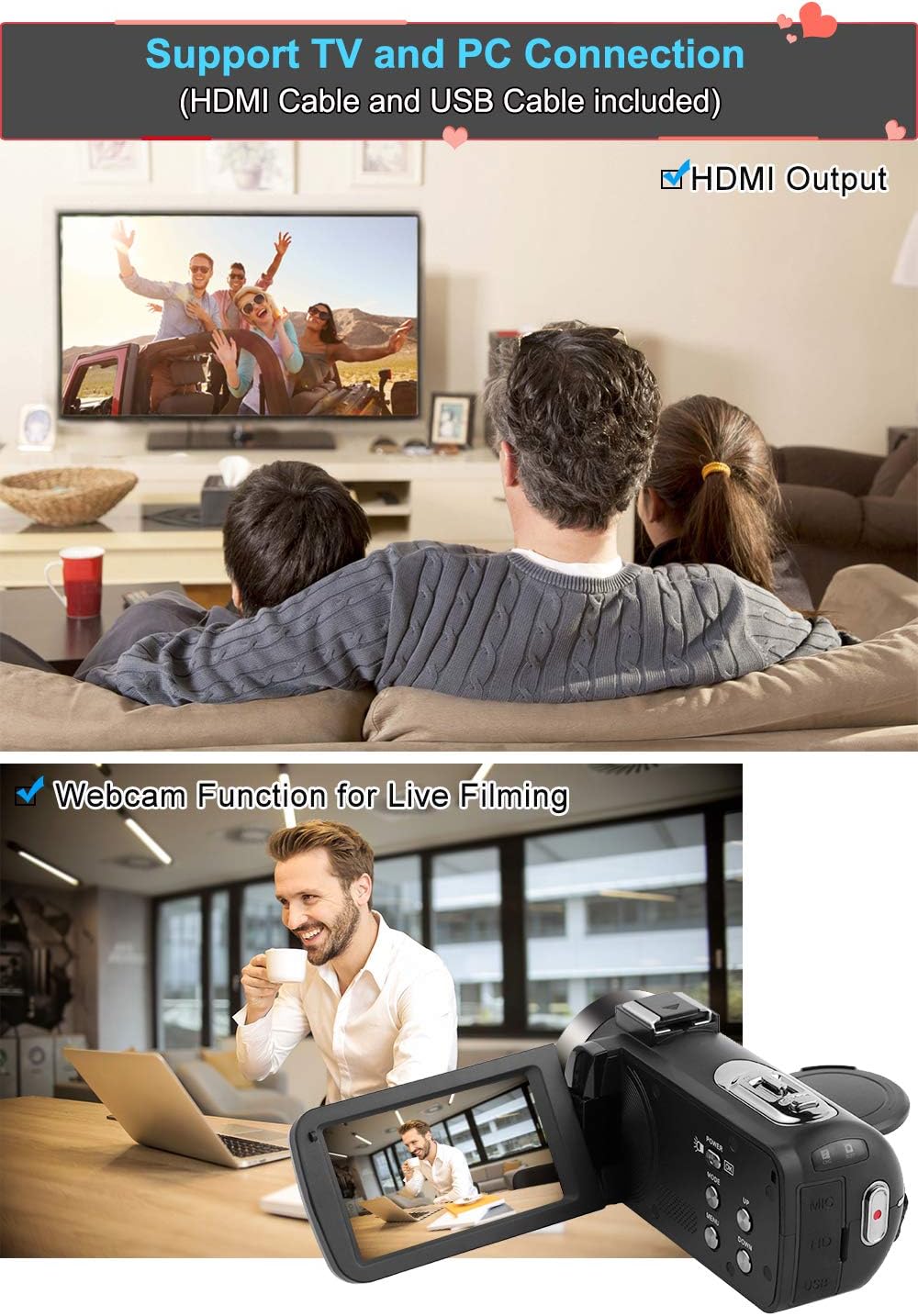 Full HD 1080P 24.0 MP Video Camera with 3 LCD Screen S177