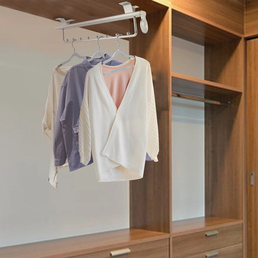 Stainless Steel Clothes Rail Retractable Closet Pull Out Rod 46x14x10cm G12846