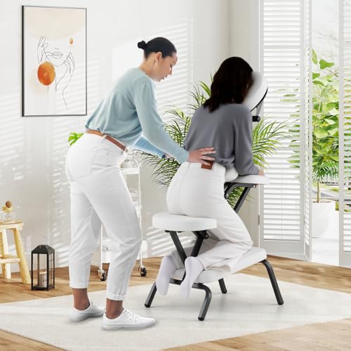 White Portable Massage Chair with Carrying Bag F596