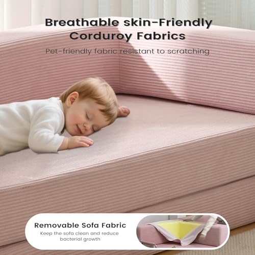 Off White Corduroy Modular Floor Couch S28385