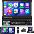 Single Din Car Stereo with Carplay Android Auto 7 Inch Touch Screen F33366