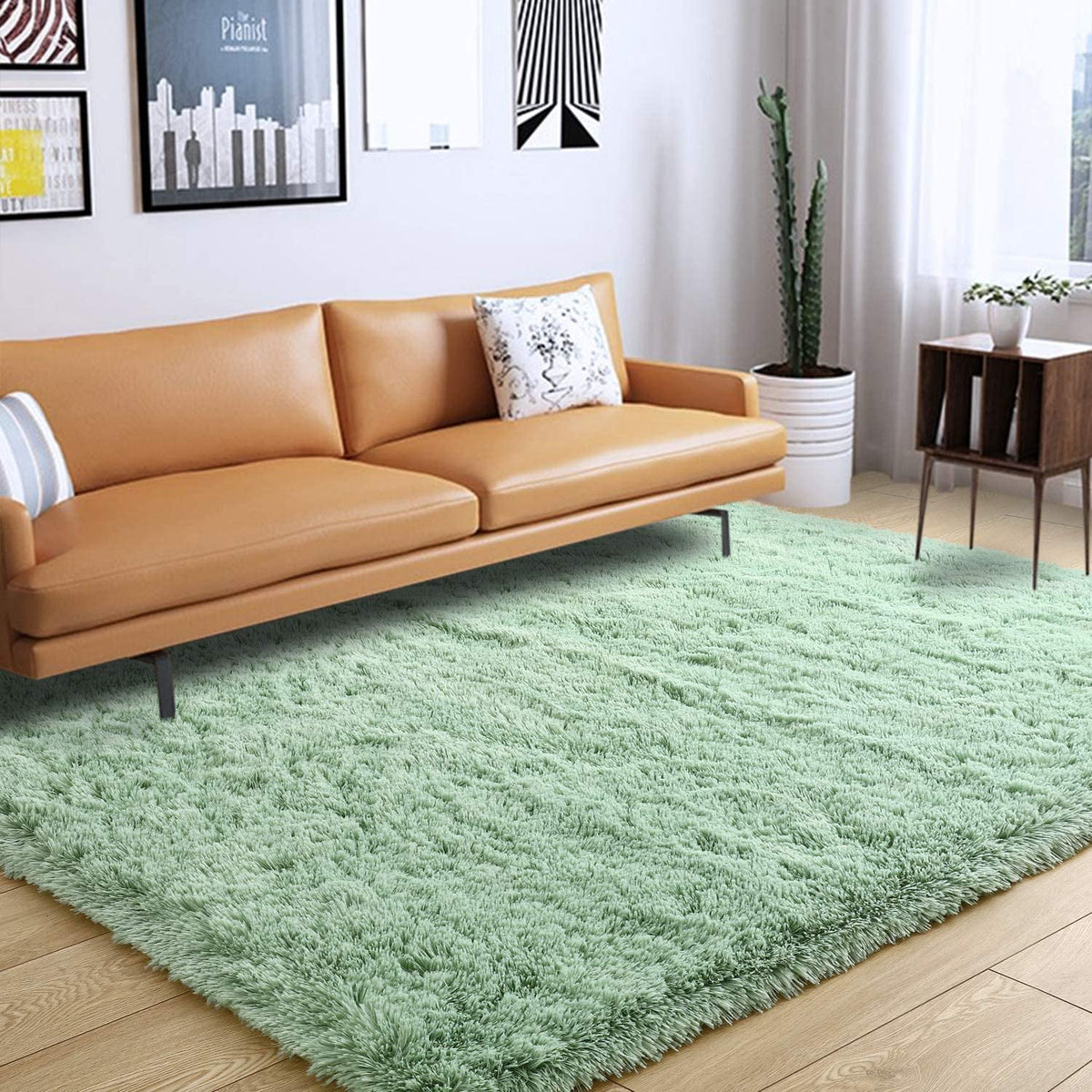 Green 3x5 Feet Plush Non-Slip Rug F376