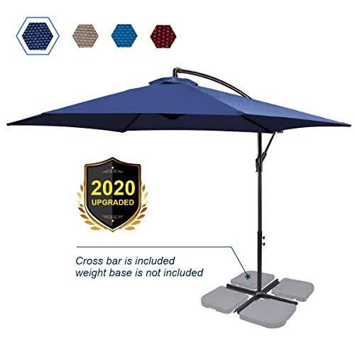 10ft Patio Offset Cantilever Umbrella with Crank & Cross Base M45013